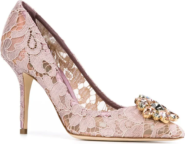 Rainbow Lace 90mm brooch-detail pumps - Image 2