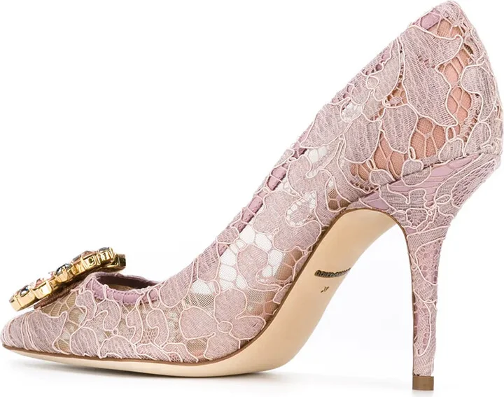 Rainbow Lace 90mm brooch-detail pumps - Image 3