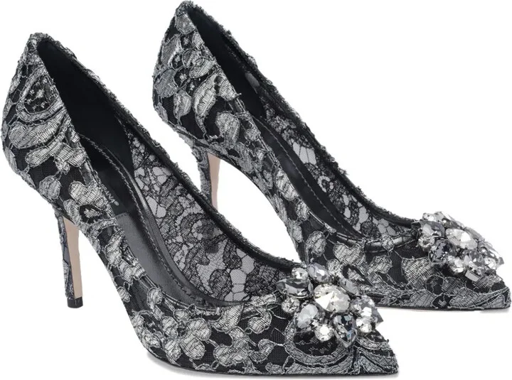 Rainbow Lace 90mm brooch-detail pumps - Image 2