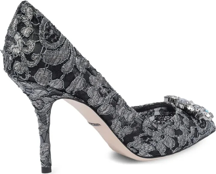 Rainbow Lace 90mm brooch-detail pumps - Image 3
