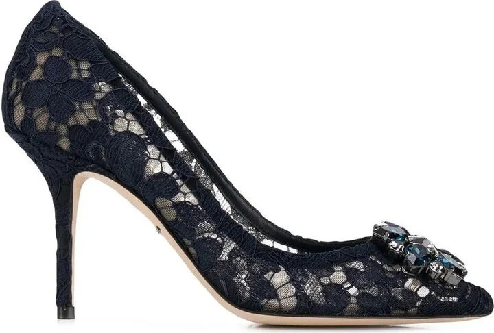 Rainbow Lace 90mm brooch-detail pumps