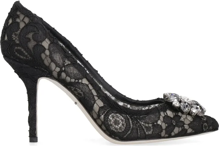 Rainbow Lace 90mm brooch-detail pumps