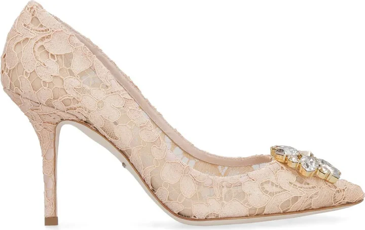 Rainbow Lace 90mm brooch-detail pumps