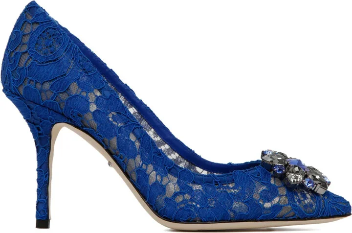 Rainbow Lace 90mm brooch-detail pumps