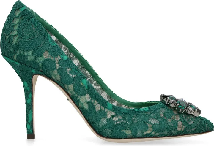 Rainbow Lace 90mm brooch-detail pumps