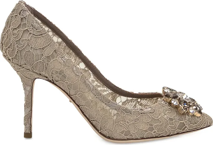 Rainbow Lace 90mm brooch-detail pumps