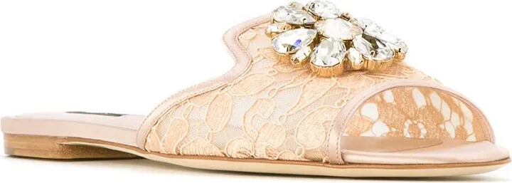 Rainbow Lace brooch-detail sandals - Image 2