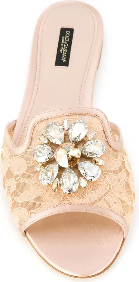 Rainbow Lace brooch-detail sandals - Image 4