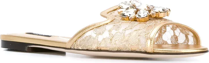 Rainbow Lace brooch-detail sandals - Image 2