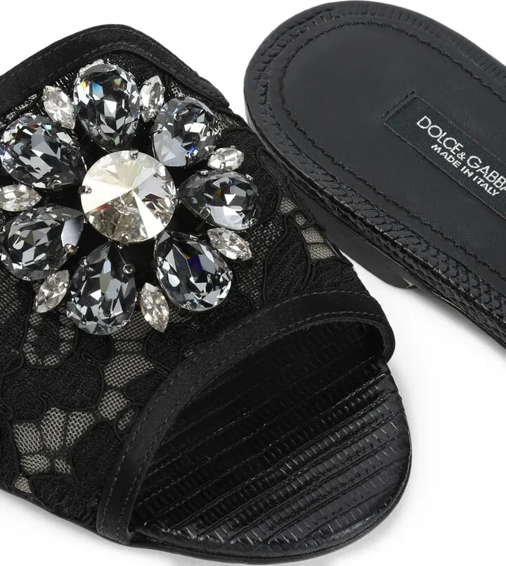 Rainbow Lace brooch-detail sandals - Image 4