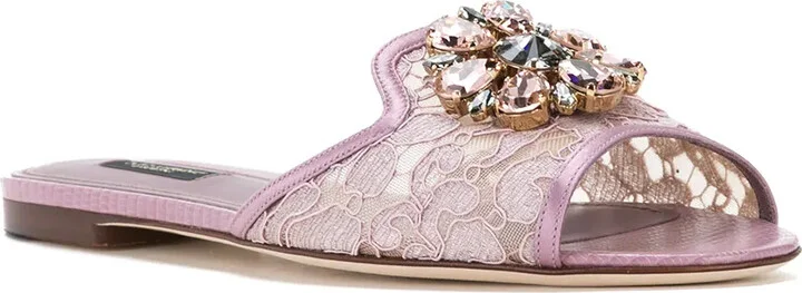 Rainbow Lace brooch-detail sandals - Image 2