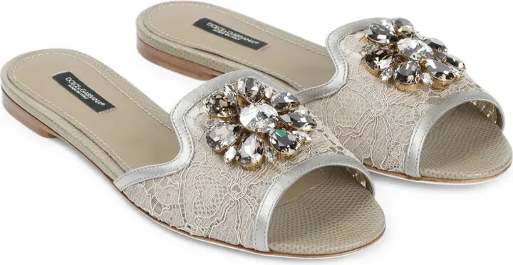 Rainbow Lace brooch-detail sandals - Image 2