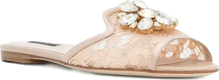 Rainbow Lace brooch-detail sandals - Image 2