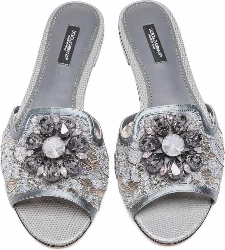 Rainbow Lace brooch-detail sandals - Image 3