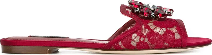 Rainbow Lace brooch-detail sandals