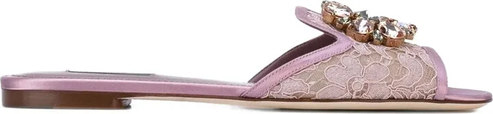 Rainbow Lace brooch-detail sandals