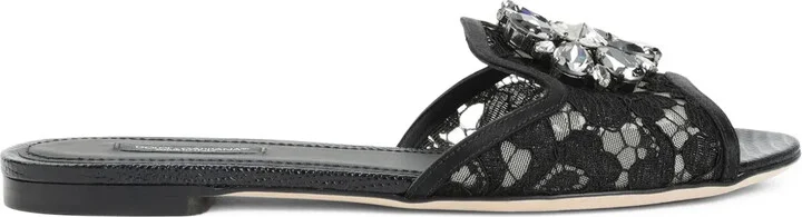 Rainbow Lace brooch-detail sandals