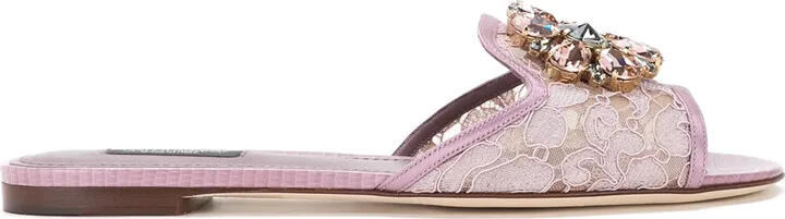 Rainbow Lace brooch-detail sandals