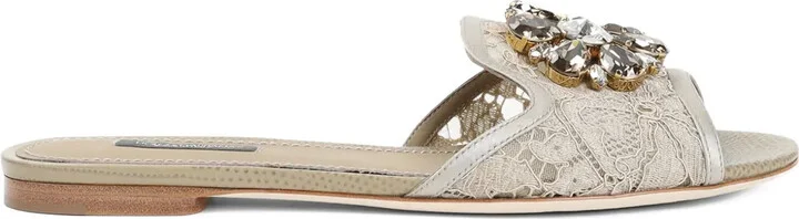 Rainbow Lace brooch-detail sandals