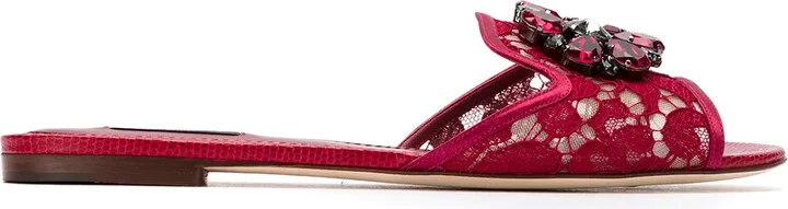 Rainbow Lace brooch-detail sandals