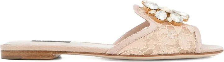 Rainbow Lace brooch-detail sandals