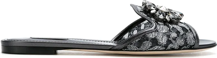 Rainbow Lace brooch-detail sandals