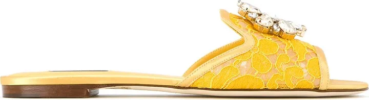 Rainbow Lace brooch-detail sandals