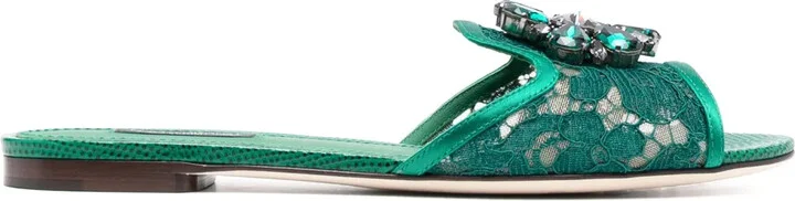 Rainbow Lace brooch-detail sandals
