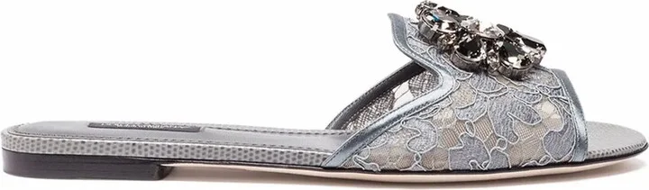 Rainbow Lace brooch-detail sandals