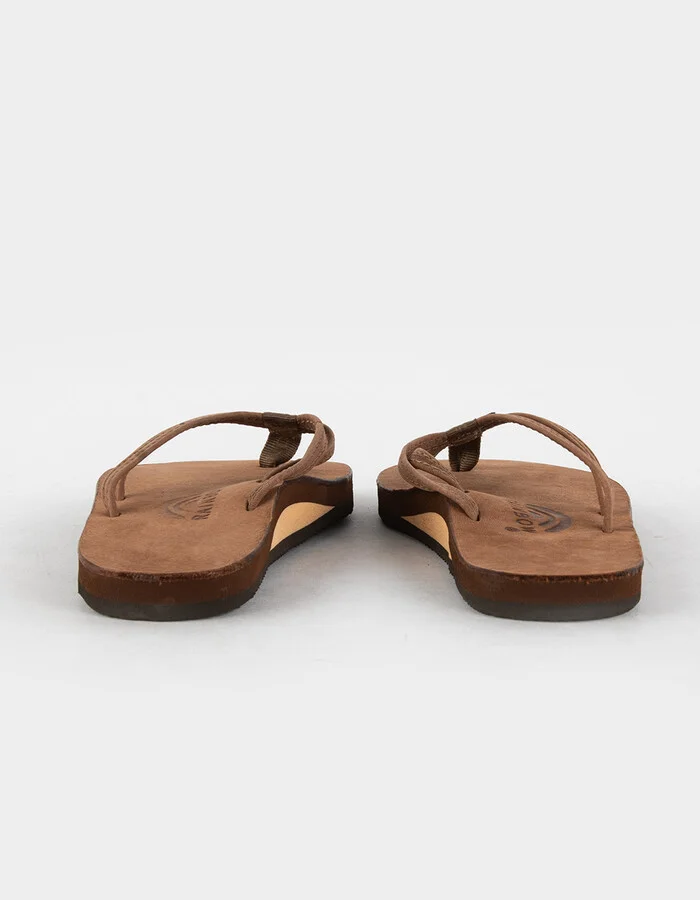 RAINBOW Luxury Leather Narrow Strap Womens Flip Flops - Image 4