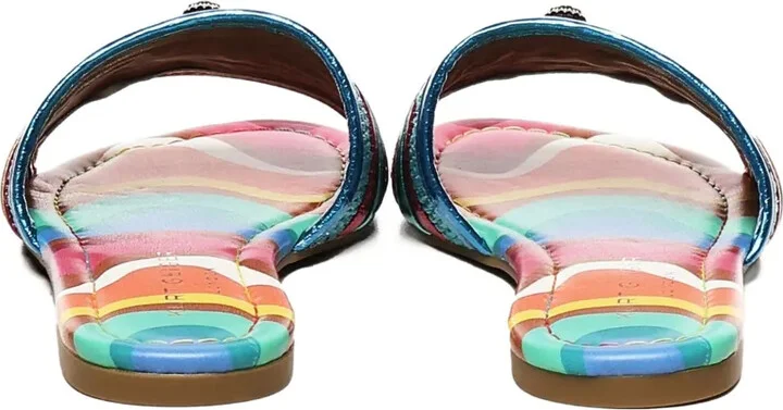 Rainbow-Print Metallic-Stripe Sandals - Image 3