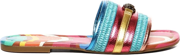 Rainbow-Print Metallic-Stripe Sandals