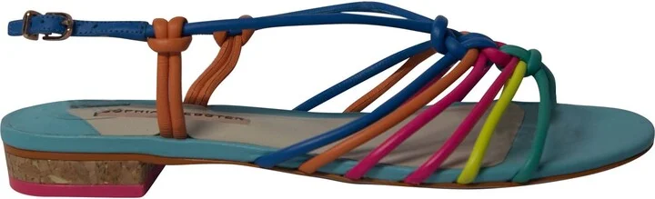 Rainbow Strappy Sandals in Multicolor Leather