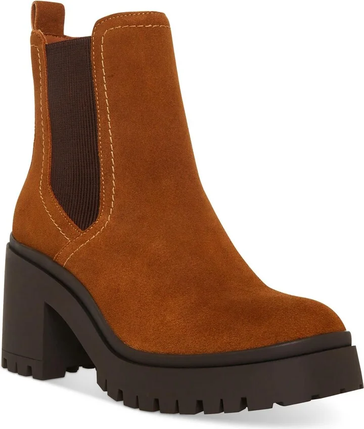 Raine Womens Lug Sole Faux Leather Chelsea Boots