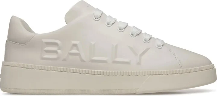 Raise logo-embossed leather trainers