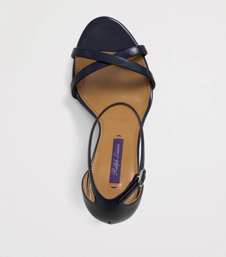 Ralph Lauren Collection Calf Leather Perrin Heeled Sandals 95 - Image 4