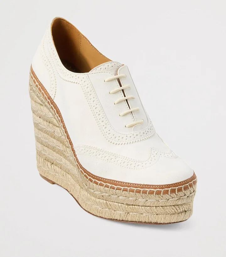 Ralph Lauren Collection Leather Barlowe Wedge Espadrilles 110 - Image 2