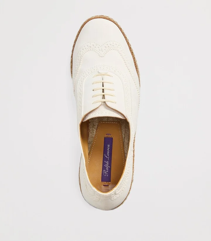 Ralph Lauren Collection Leather Barlowe Wedge Espadrilles 110 - Image 3