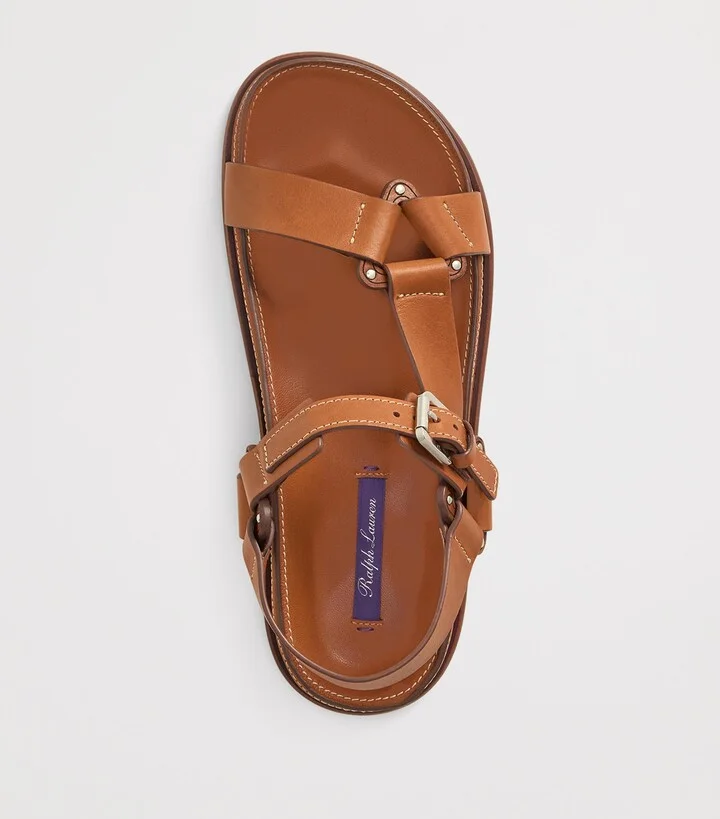 Ralph Lauren Collection Leather Nolen Flat Sandals - Image 2