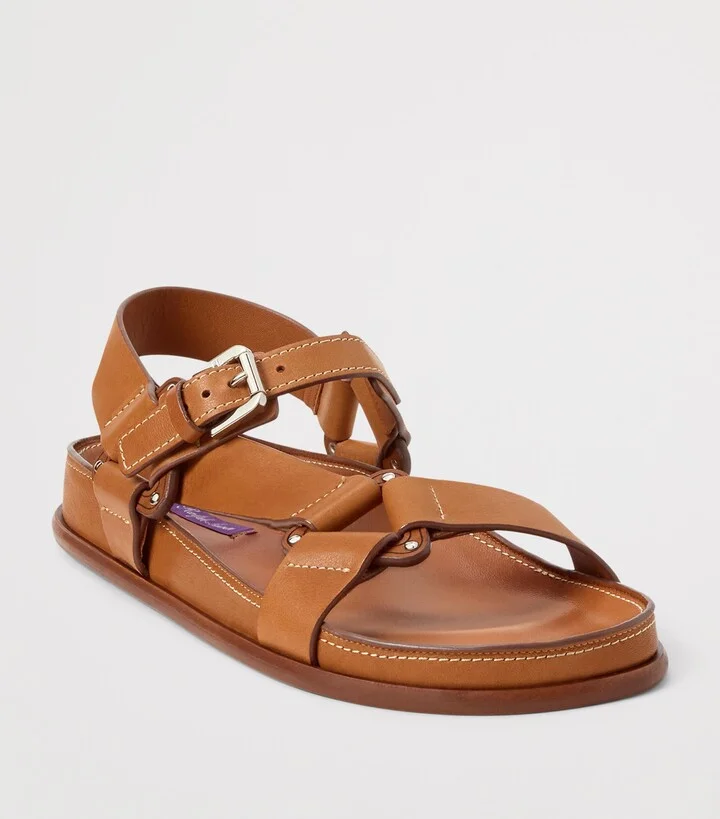 Ralph Lauren Collection Leather Nolen Flat Sandals - Image 3
