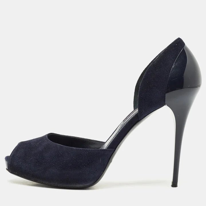 Ralph Lauren Collection Navy Blue Suede Jessie D'orsay Pumps Size 39