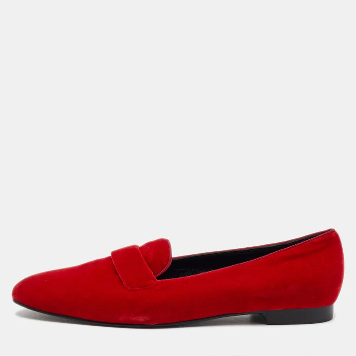 Ralph Lauren Collection Red Velvet Smoking Slippers Size 39.5