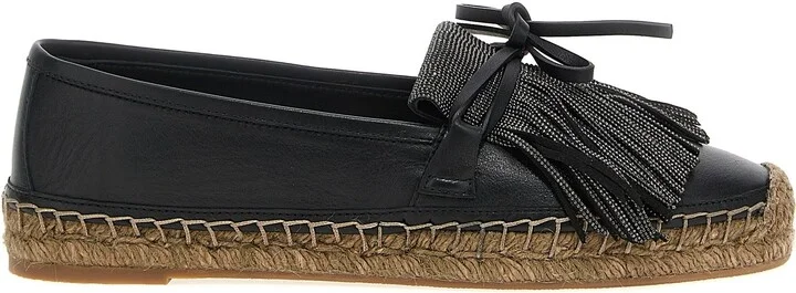 Ramile Fringed Espadrilles Flat Shoes Black