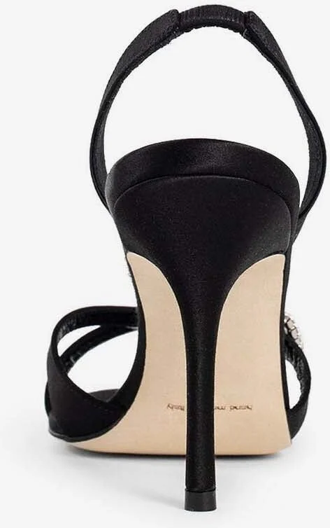 Ramisli 90 Crystal Buckle Satin Sandals - Image 2