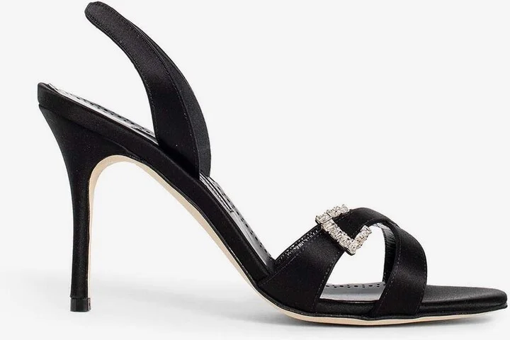 Ramisli 90 Crystal Buckle Satin Sandals