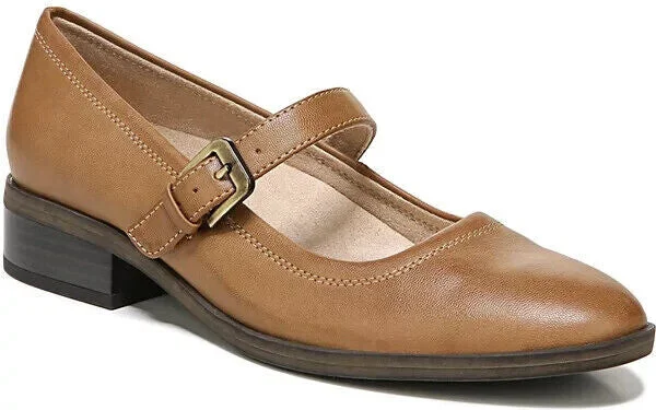 Ramona I2184S1 Flat Women 7.5 Tan Faux Leather Mary Jane FZP409
