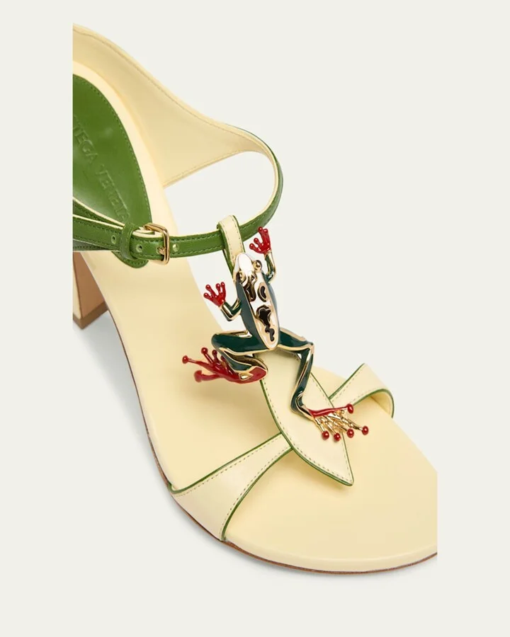 Rana Frog Embellished Leather Stiletto Mules - Image 3
