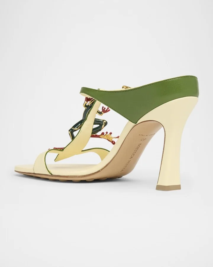 Rana Frog Embellished Leather Stiletto Mules - Image 2