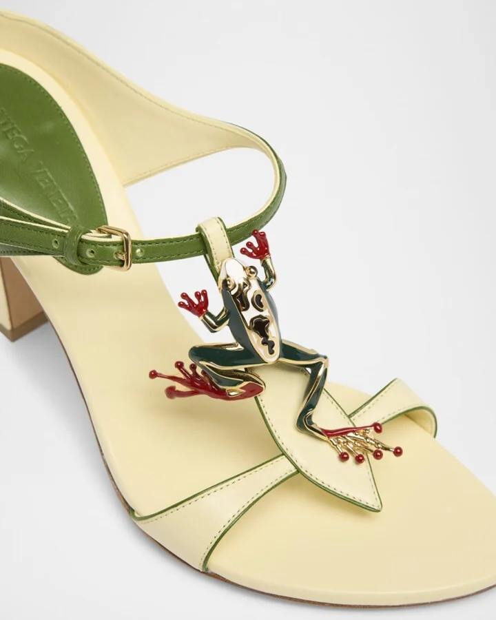 Rana Frog Embellished Leather Stiletto Mules - Image 5