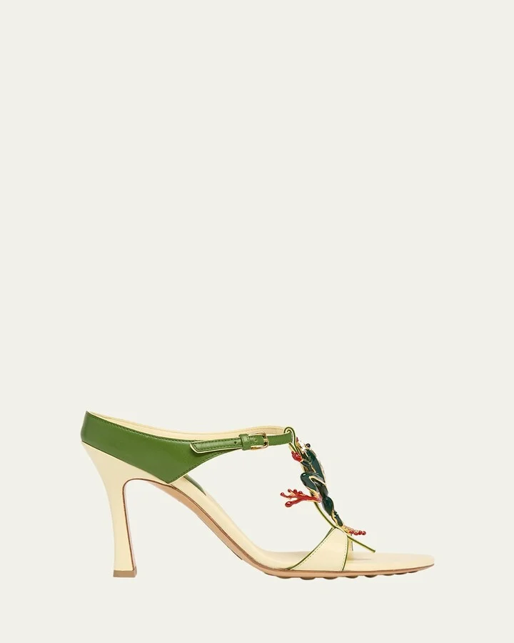 Rana Frog Embellished Leather Stiletto Mules